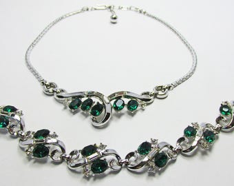 Vintage - Collectible - Trifari Set - Jewelry - Silver - Rhinestone - Necklace - Bracelet - Set - Flawless - Super - Women - Gift - Wedding