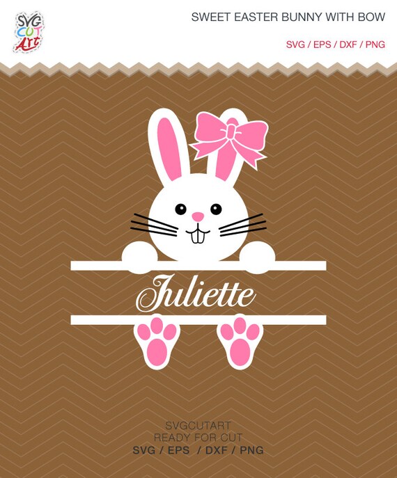 Sweet easter bunny Split Bow Frame rabbit DXF SVG Cut File