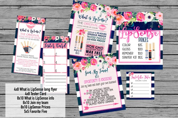 instant download lipsense printables navy floral watercolor