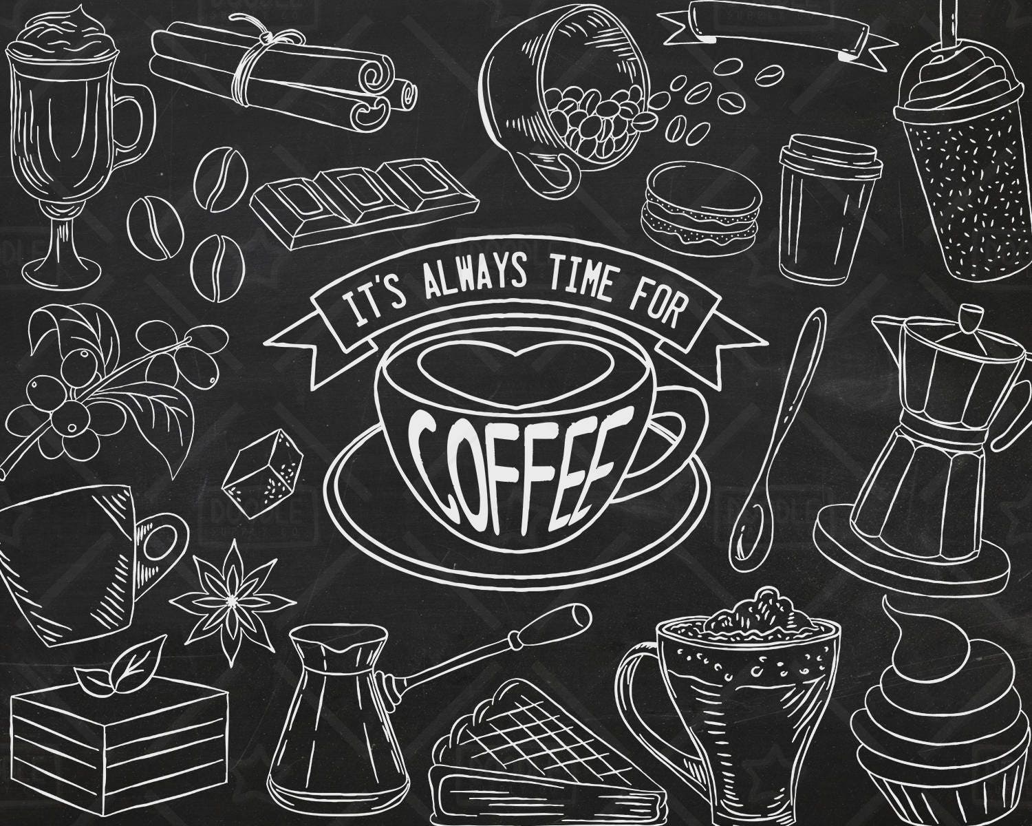 Chalkboard Coffee Vector Pack Coffee Shop Bakery Cafe