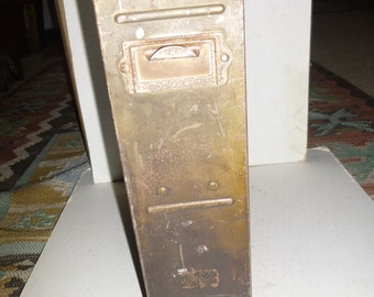 Gate front steel file cabinet for desk or shelf - vintage 50s law book spine syle end - lockbox steel - solid hinges and latch