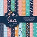 Sea digital paper, sea printable, seashell background, fish digital, starfish pattern, navy pink blue sky blue-green, shell digital paper