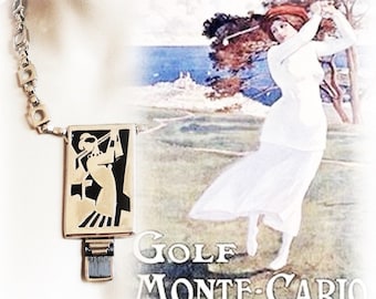 Reserved - Necklace modernist art deco necklace golf, golfer - 1930 golfer necklace