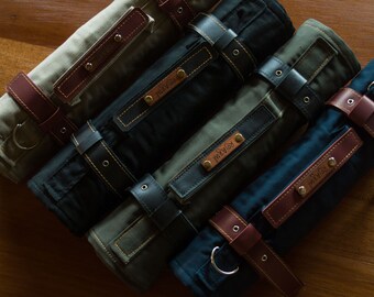 Canvas and leather Knives | Chefs roll | Gifts for chef's | FREE PERSONALIZATION |Knife roll |chefs life |