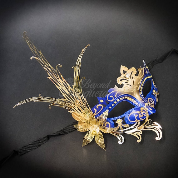 New Masquerade Mask Royal Blue/Gold Venetian Masquerade Mask