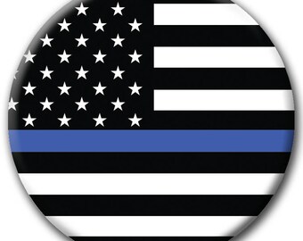 BLUE LIVES MATTER Police Flag Button - Support Law Enforcement - blm