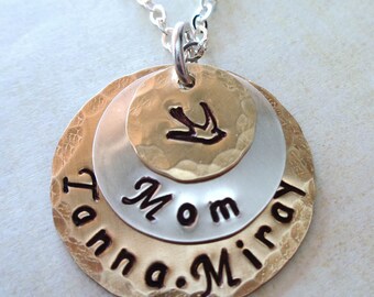 Momma Bird Personalized Necklace - Mom Necklace - Valentines Gift- Mothers Day Necklace - Personalized Mom Gift - Momma Bird Names- S124