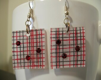 Fun, plaid earrings with Swarovski crystals