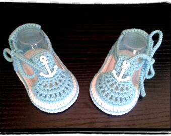 Crochet baby boys summer sandals,Crochet blue and white sandals,Crochet boys shoes,blue, white, nautical decor.