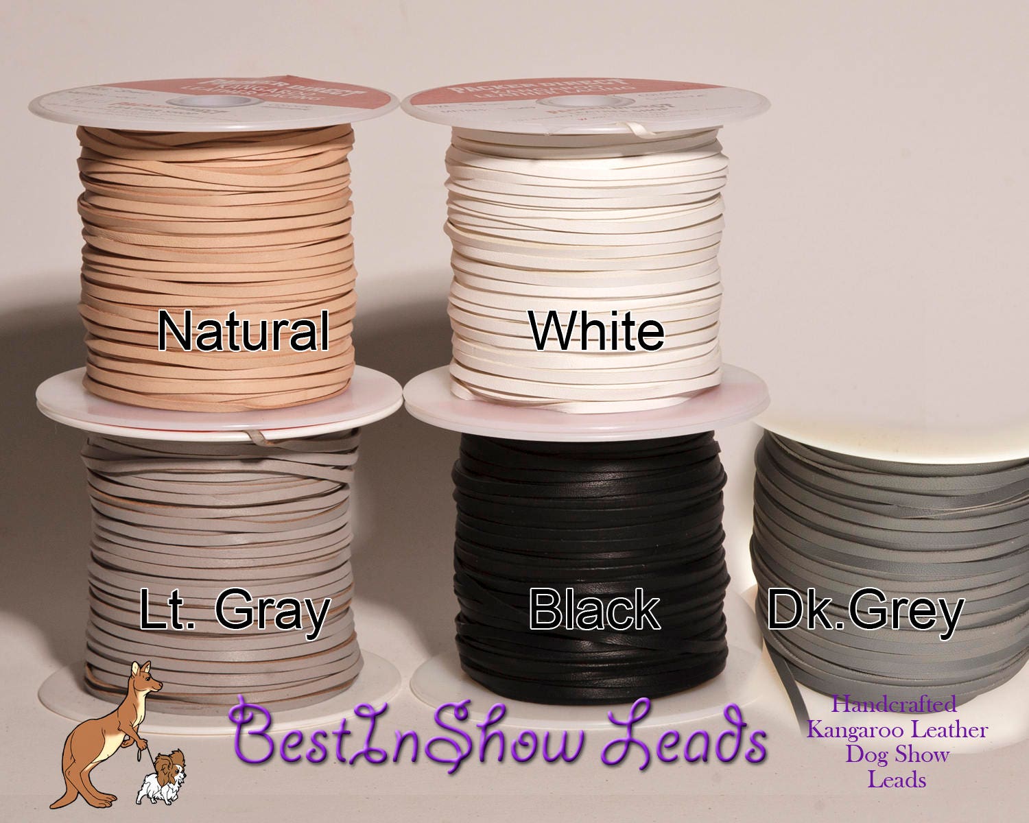 3mm Kangaroo Leather lace WHITE BLACK Gray or Natural sold