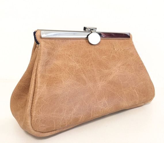Leather cosmetic bag,cosmetic purse,kaa berlin, Make up bag, Clutch, Baskets, beige,