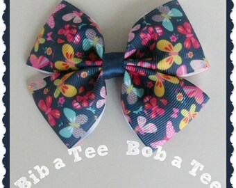 Dark blue butterflies hair clip