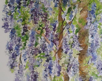 Palette knife oil painting "Wisteria"