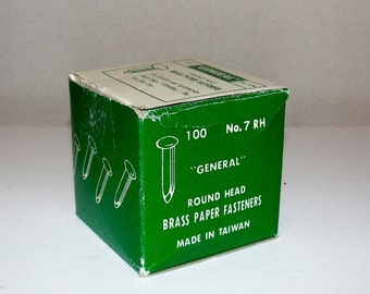 Vintage Box of Brass Fasteners Box of 95