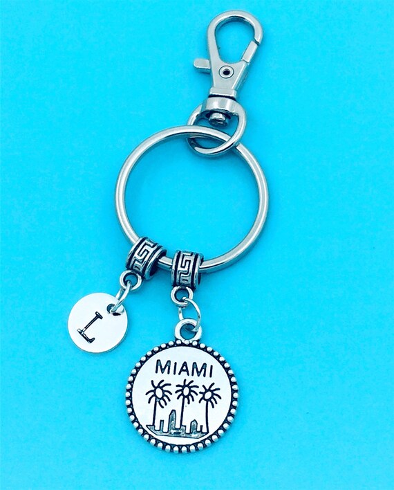 Miami Keychain Miami Key Chains Custom Any Charm Miami