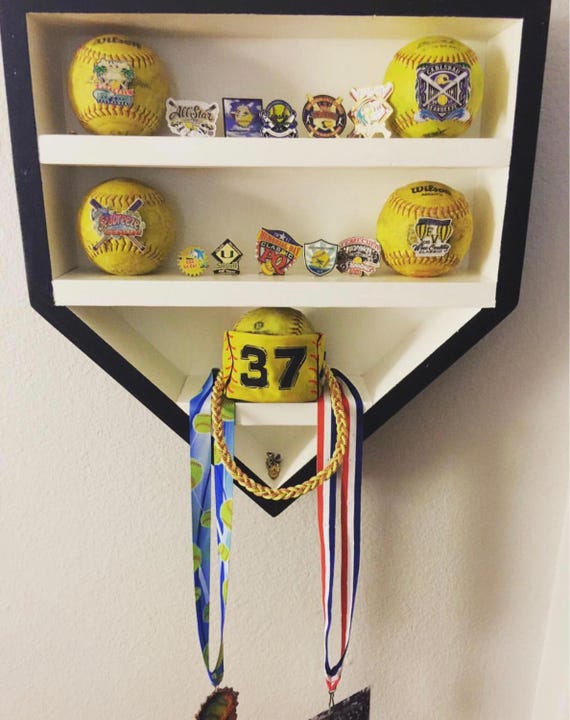 Softball Championship Ring & Ball Display Case