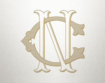 Custom Vintage Initials - CN NC - Vintage Initials - Digital
