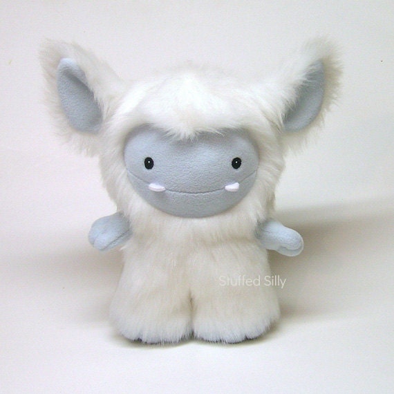 White Stuffed Toy Cute Plush Monster Toy by Stuffed Silly