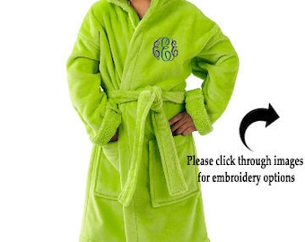 Terry Robe for Kids, Monogrammed Kids Hooded Terry Robe, Personalized Childrens Terry Bathrobe, 100% Cotton Terry Velour