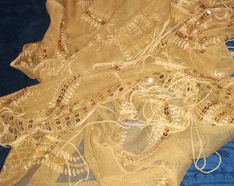 Schal, Scarf, Viskose, Pailletten, Gold,