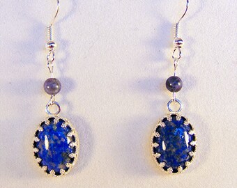 SODALITE EARRINGS, sodalite jewelry, blue sodalite, silver bezel, gemstone earrings, gemstone jewelry, blue earrings, blue jewelry - 1785G