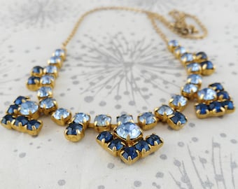 Diamante Necklace, Wedding Necklace, Something Old Blue, Rhinestone Necklace, Gift for Women, Mother's Day Gift, Wedding Jewelry
