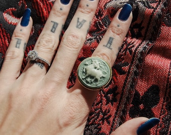 Vintage Adjustable Aries Cameo Ring