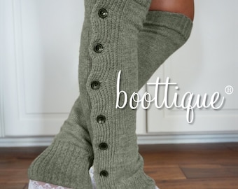 Boot Cozies in London Fog Lace and Button Leg Warmers and Boot Socks (Silver Gray tones)