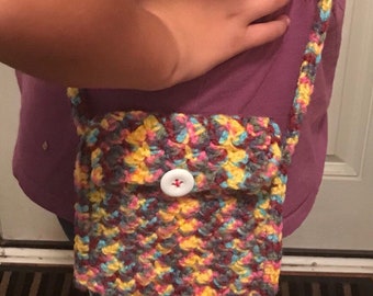 Crocheted Colorful cellphone purse
