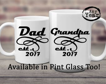 Dad est | New Dad | Pregnancy Reveal | Gift for Dad | Fathers Day | Dad Birthday | New Dad Gift | Grandpa est | New Grandpa | Grandpa Gift |