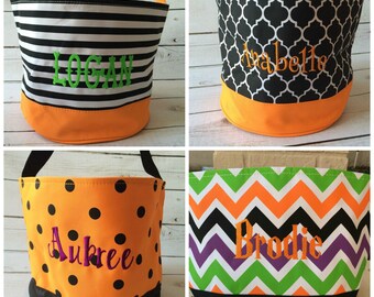 personalized halloween buckets monogrammed halloween bag trick or treat bag limited quanitities