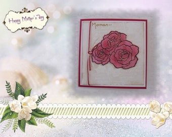 Bouquet of roses on pictorial writing