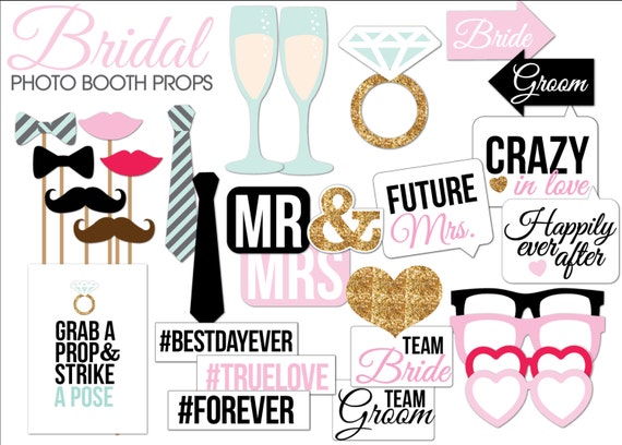Bridal Shower/Wedding Photo Booth Props Printable PDF