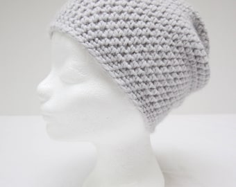 Light grey handmade crochet beanie
