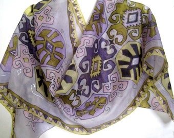 Hand Painted Silk Scarf Armenian Carpet