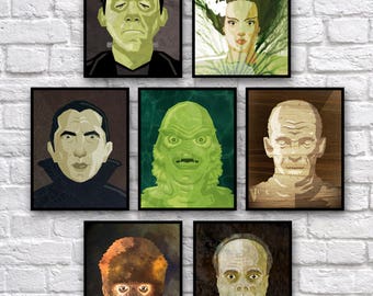 Monsters Vect-o-Grunge 8x10" Digital Prints (set of 7)