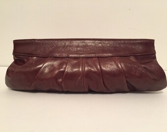 Brown Pleated Leather Clutche - Leather Clutche - Brown Leather - Leather Handbag