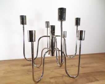 2 silver metal - 2 chrome candlesticks candle holders