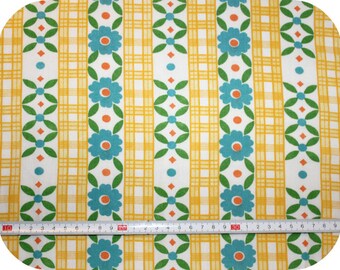 Floral retro vintage fabric - yellow, blue, green and orange
