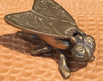 Vintage Brass Fly Trinket Box