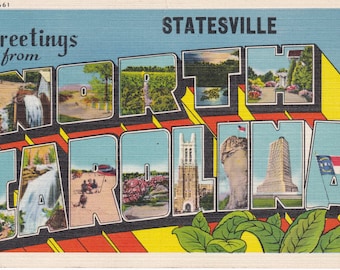Vintage 40s NORTH CAROLINA Linen Postcard