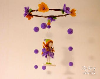 Spring Fairy Baby Mobile. Waldorf Inspired. Ready to Ship