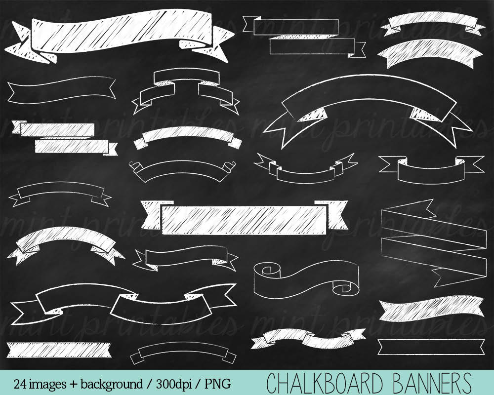 Chalkboard Banners Clipart Chalk Clipart Chalkboard Ribbons