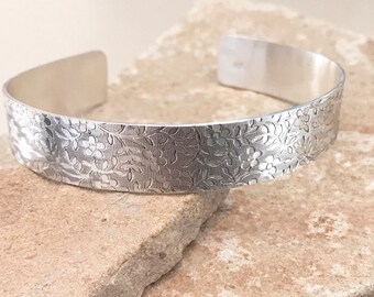 Sterling silver patterned cuff bracelet, sterling silver bracelet, cuff bracelet, sterling silver cuff bracelet, stackable bracelet