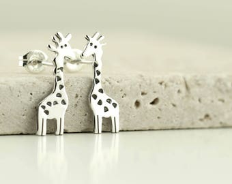 Giraffe Stud Earrings - Sterling Silver Giraffe Jewellery