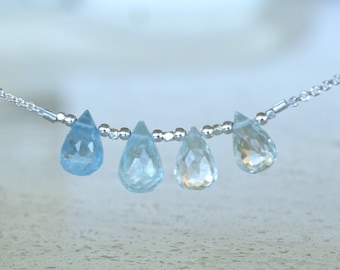 Aquamarine necklace March Birthstone Gemstone necklace Birthday gift for her Aquamarine jewelry Bridesmaid gift for BFF Aquamarine briolette