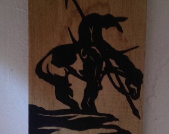 End of the trail - Pyrogravure and matte black acryliqyue paint