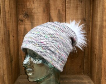 Speckled Gray Double Brim Wool Slouchy Hat