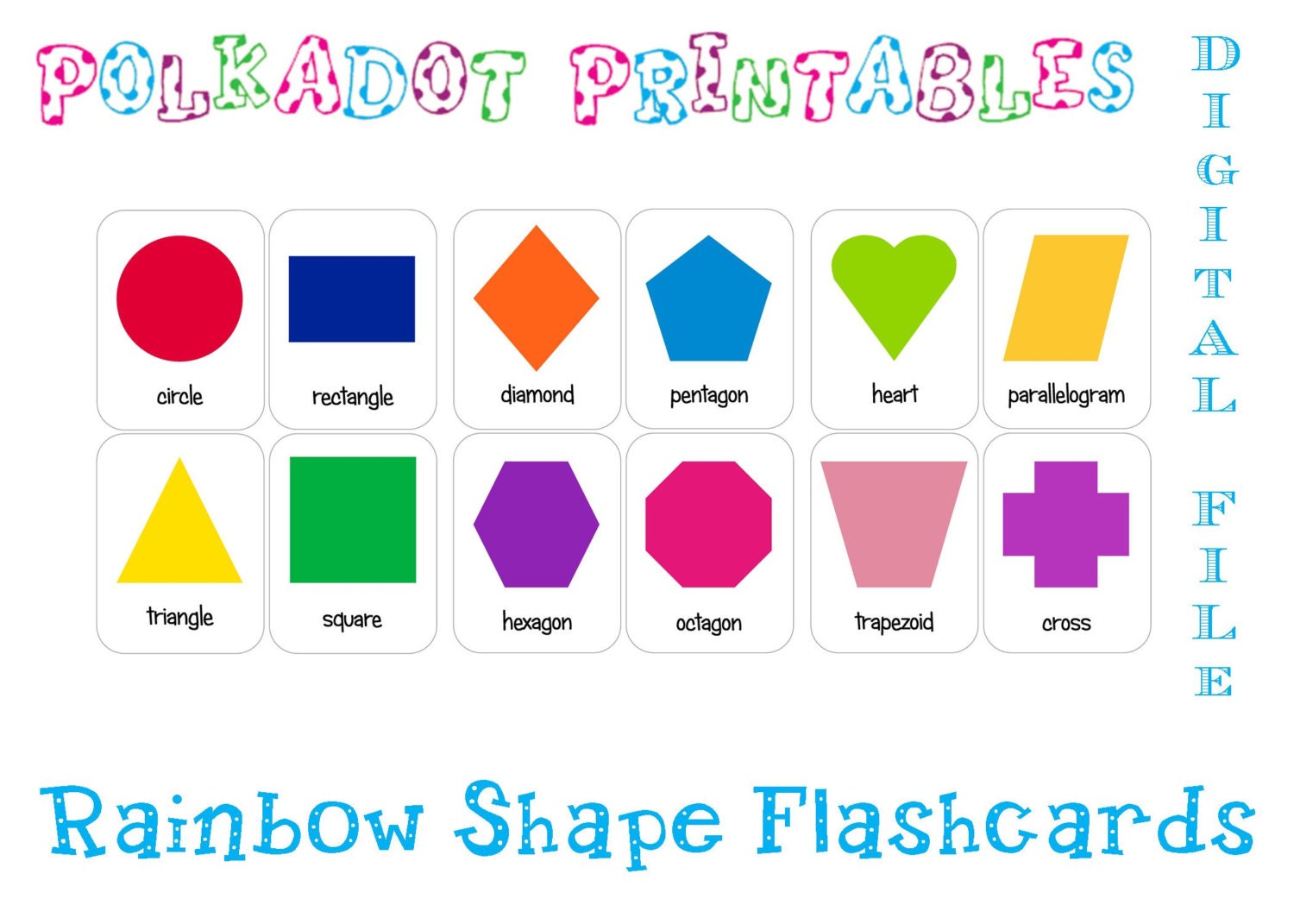 shapes kindergarten for pdf worksheet Set Flashcards Instant Download Printable 12 Shape of