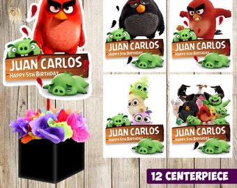 12 Angry Birds centerpieces, Angry Birds printable centerpieces, Angry Birds party supplies, Angry Birds birthday, Angry Birds printable